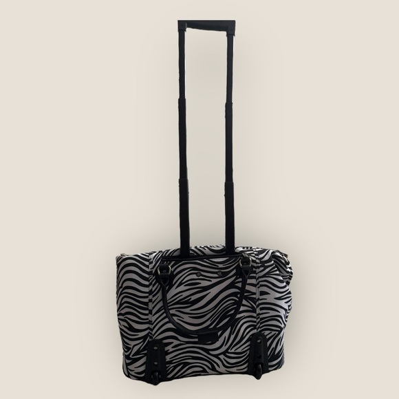 Calpak | Zanny Rolling Carry-On Tote | Zebra Print with Purple Interior | OS - Picture 7 of 12